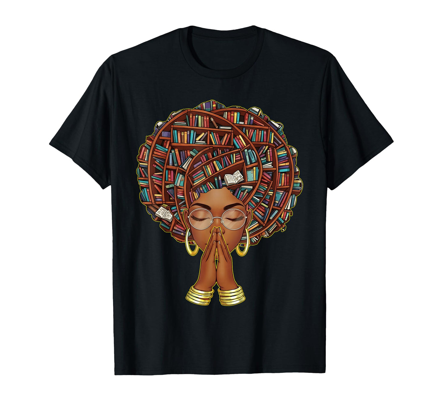 Black History Month Afro Book Lover Women Girls Librarian T-Shirt