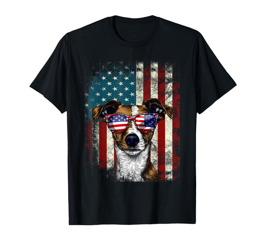 Patriotic Jack Russell Terrier American Flag 4th of July T-Shirt
