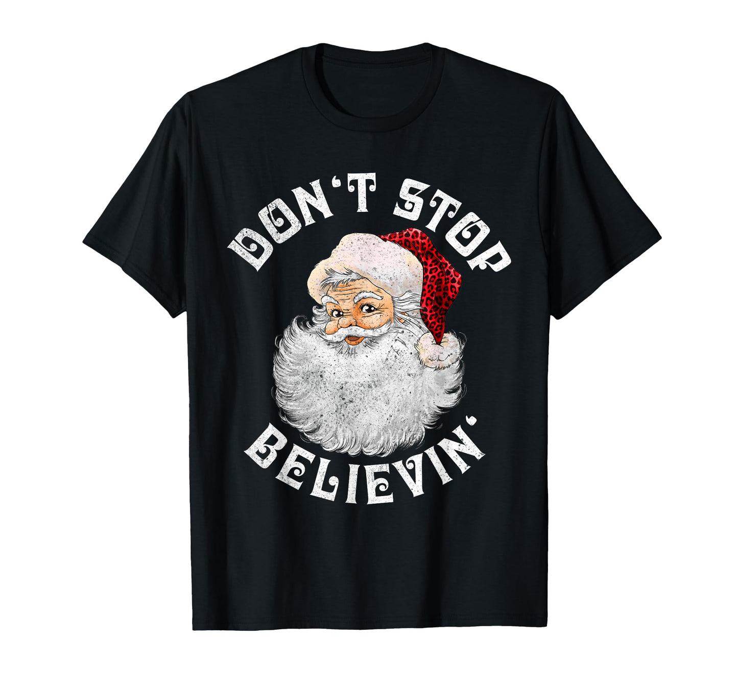 Don't Stop Believin Christmas Santa Pajamas Boys Kids Xmas T-Shirt