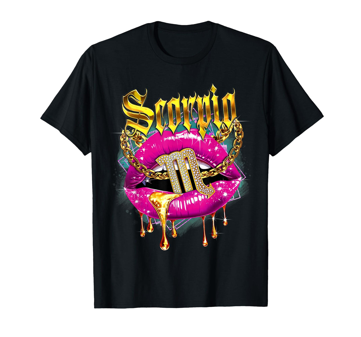 Scorpio Queens Birthday Pink Lips Afro Girls Scorpio Zodiac T-Shirt