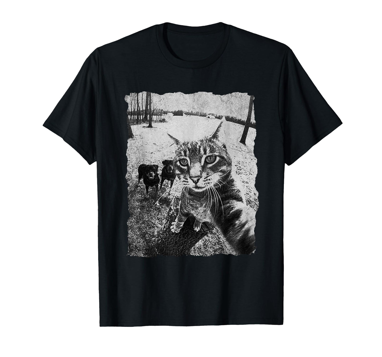 Funny Cat Selfie with Rottweiler, Funny Dog and cat Gangster T-Shirt