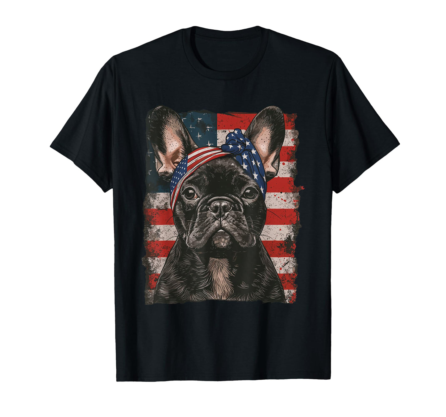 French Bulldog Patriotic 4th Of July USA American Flag T-Shirt