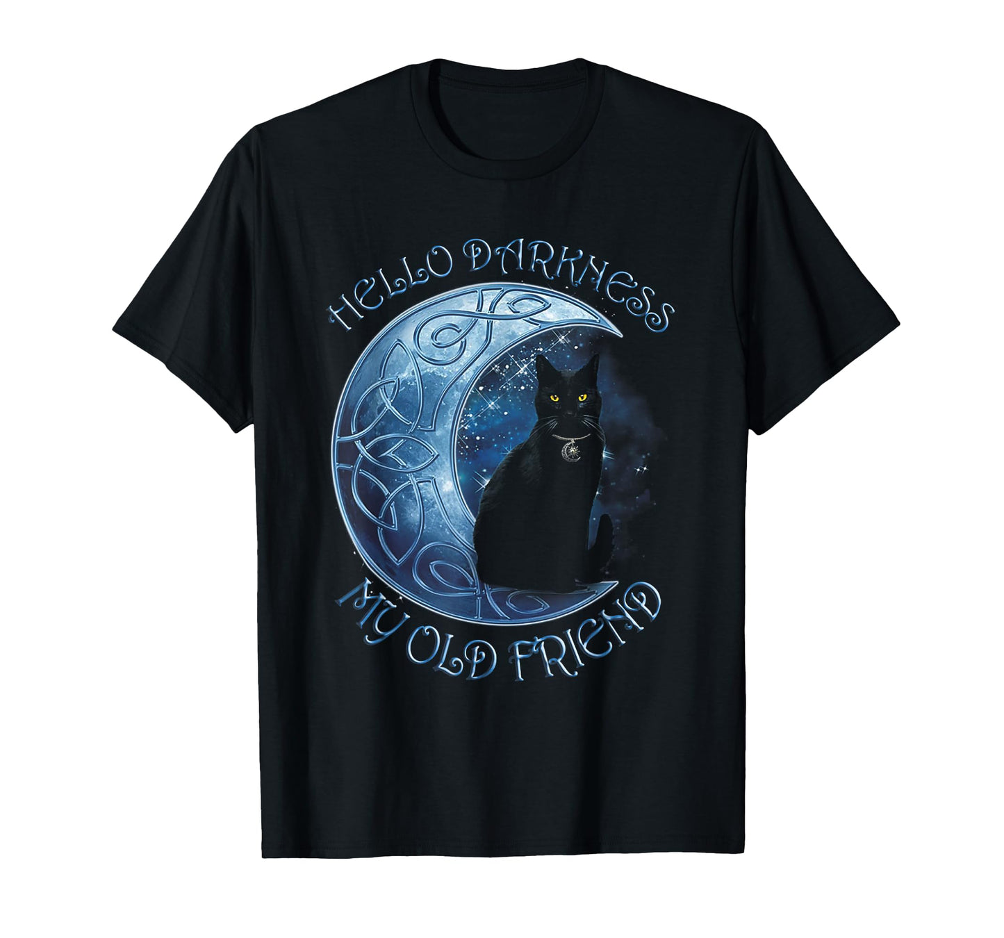 Hello Darkness My Old Friend Funny Cat Moon Tshirt T-Shirt