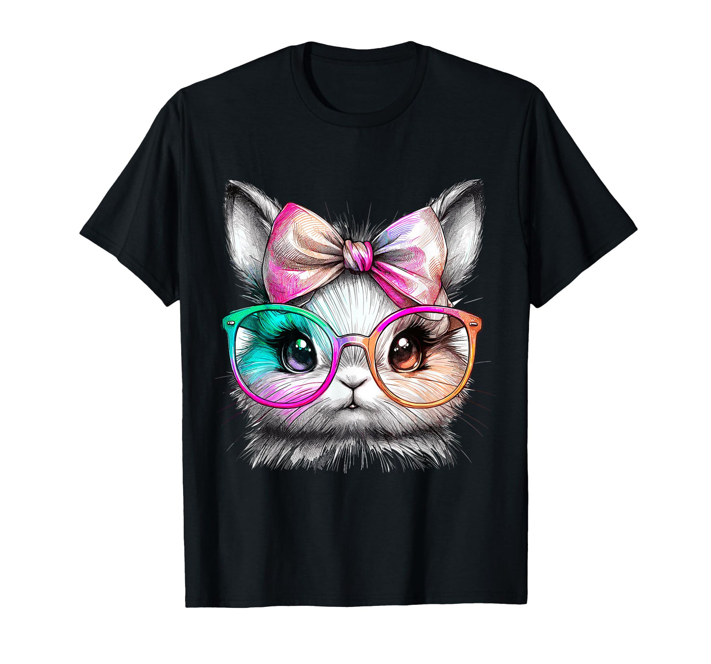 Cute Rabbit with Glasses Tie-Dye Easter Day Bunny T-Shirt