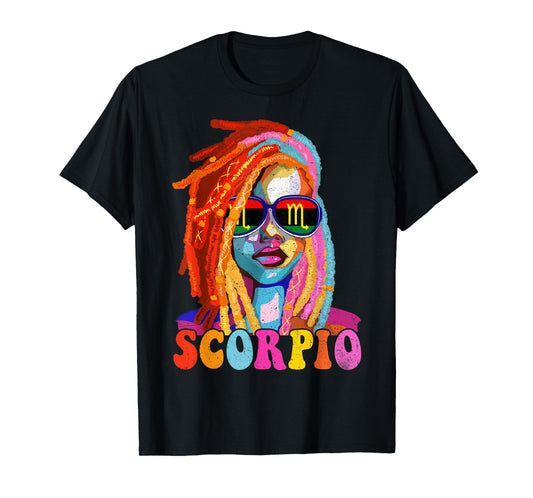 Scorpio Queen African American Loc'd Women Zodiac Sign T-Shirt