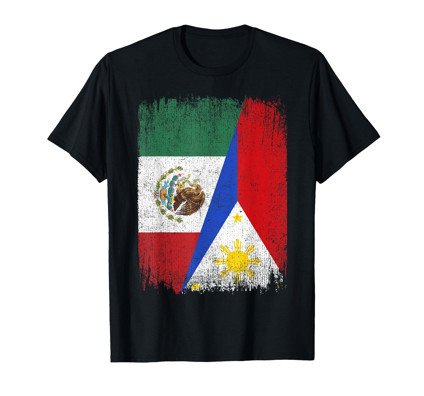 Half Mexico Philippines Flag Mexican Filipino Roots T-Shirt
