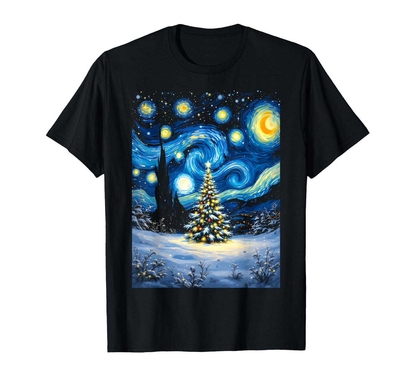 Christmas Tree Starry Night Van Gogh Winter Wonderland T-Shirt