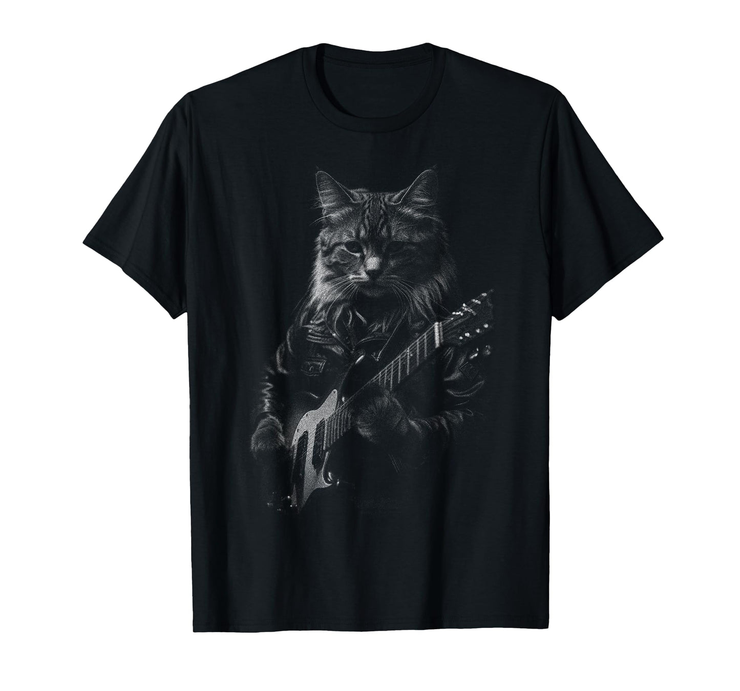 Rock Cat Playing Guitar - Funny Guitar Cat T-Shirt
