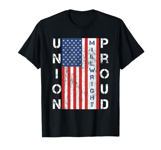 Union Proud American Flag Millwright T-Shirt