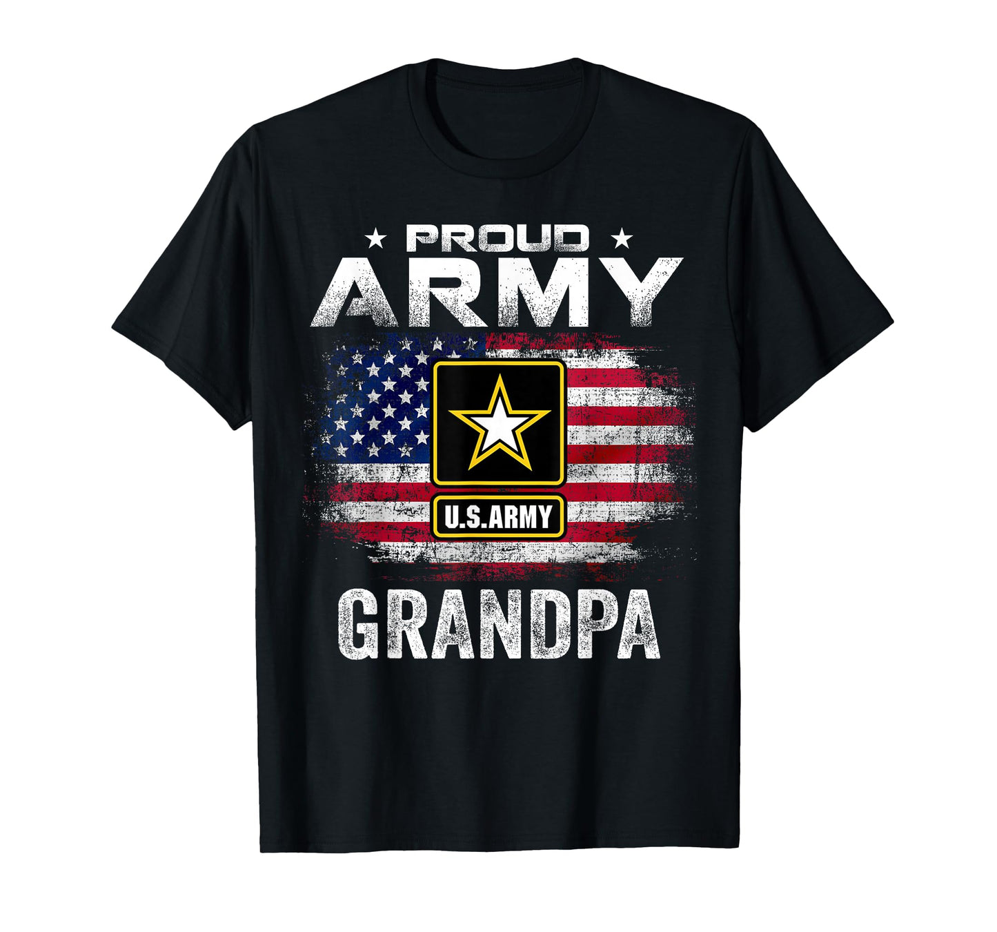 Proud Army Grandpa With American Flag For Veteran Gift T-Shirt