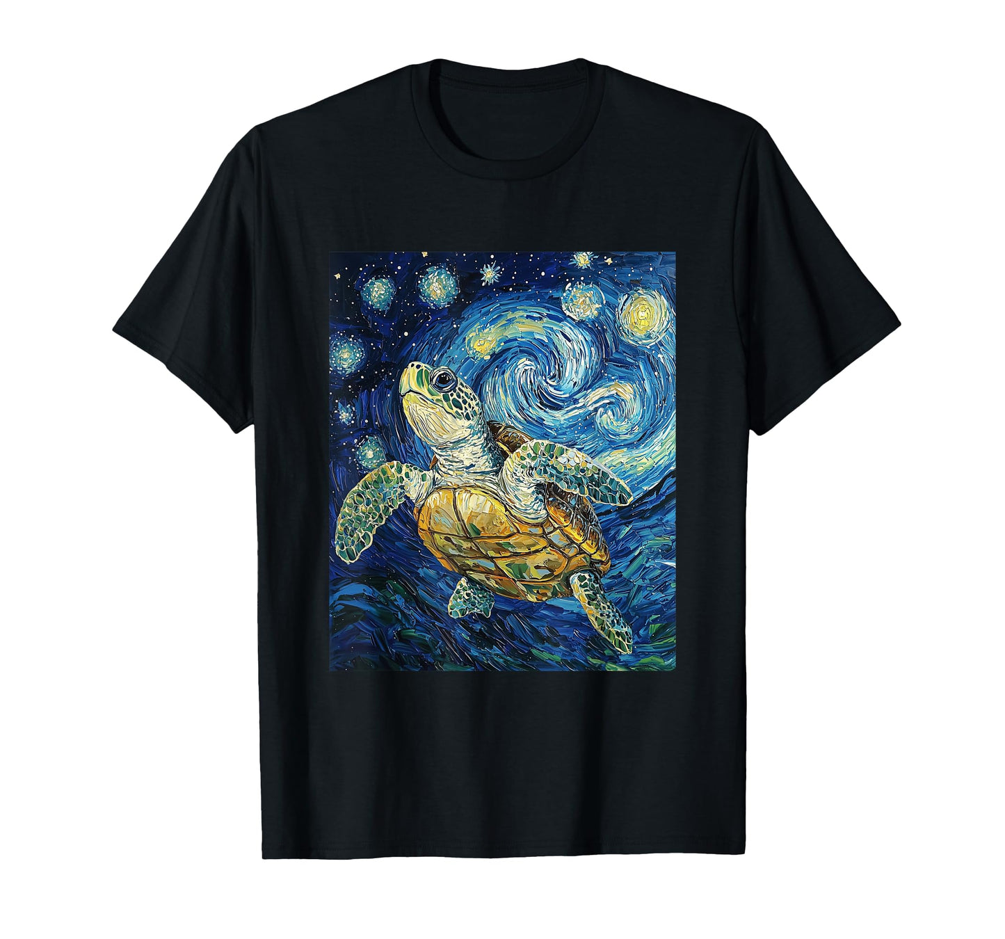 Cute Tortoise Turtle - Van Gogh Style - Starry Night T-Shirt