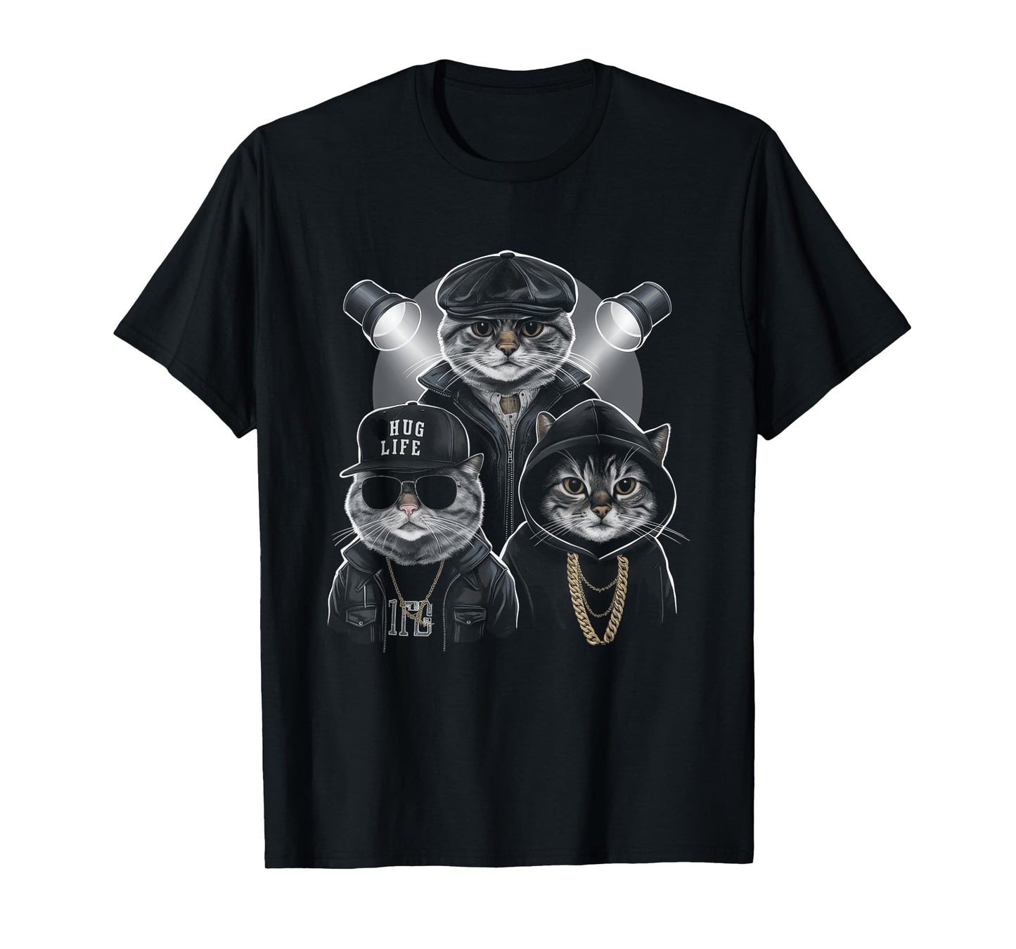 HugLife Cat Hip Hop Street Life Style Gangster Cat Squad T-Shirt for Men Women