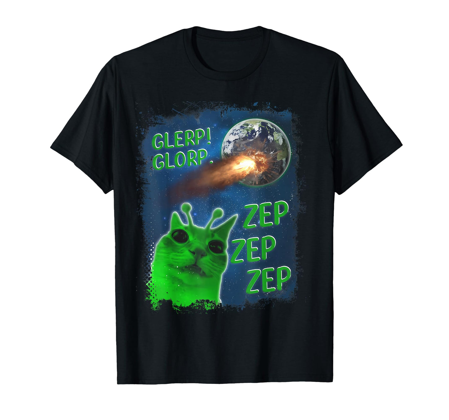 Alien Cat Meme Glerp Glorp Zep Zep Women Men Kid T-Shirt
