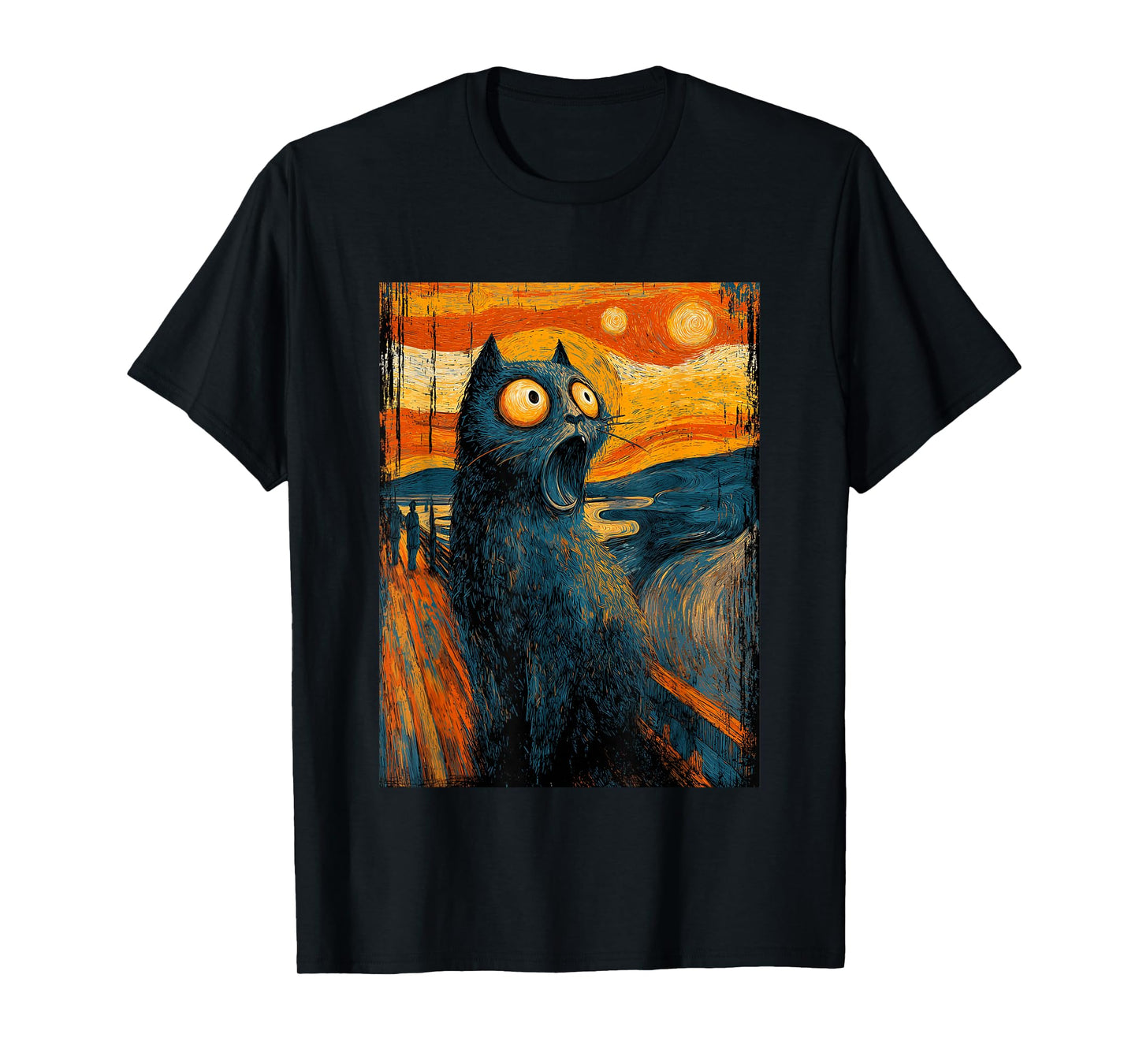 The Scream Cat – Funny Van Gogh Art Style Design T-Shirt