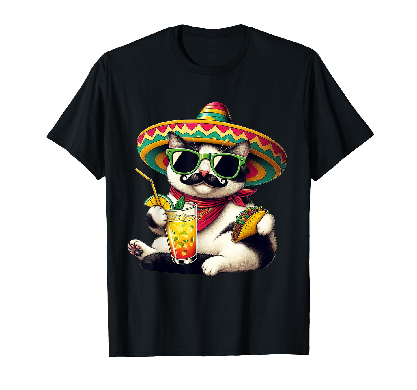 Funny Cinco De Mayo Cat Lovers Tacos Fiesta Humor Funny Meow T-Shirt