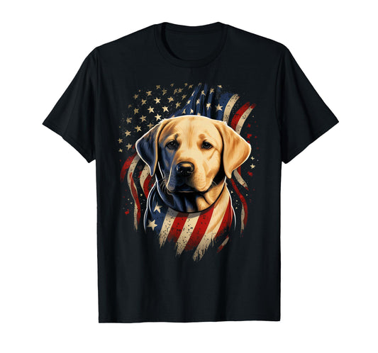 USA 4th of July Yellow Patriotic American Labrador Retriever T-Shirt