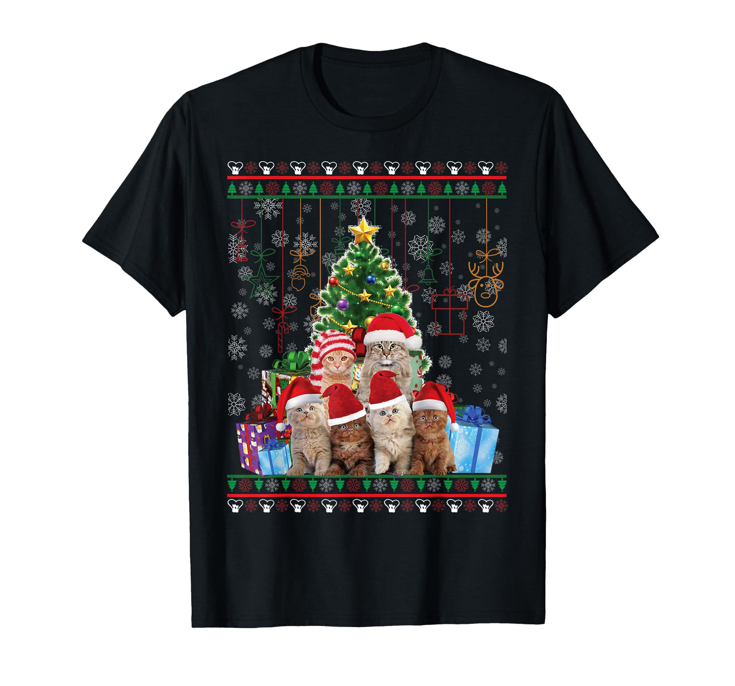 Cat Christmas Funny Ugly Women Men Merry Gift T-Shirt Small