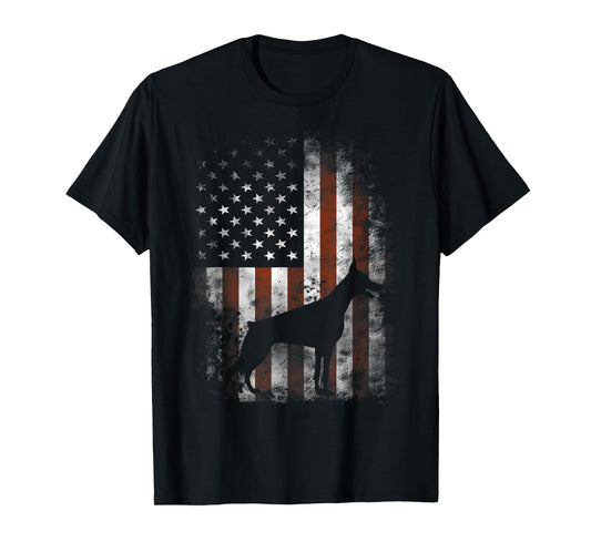 4th Of July Dog Shirt & Tees Doberman Pinscher American Flag Patriotic T-Shirt Unisex Youth Boys Black Short Sleeve Classic Fit T-Shirt Small