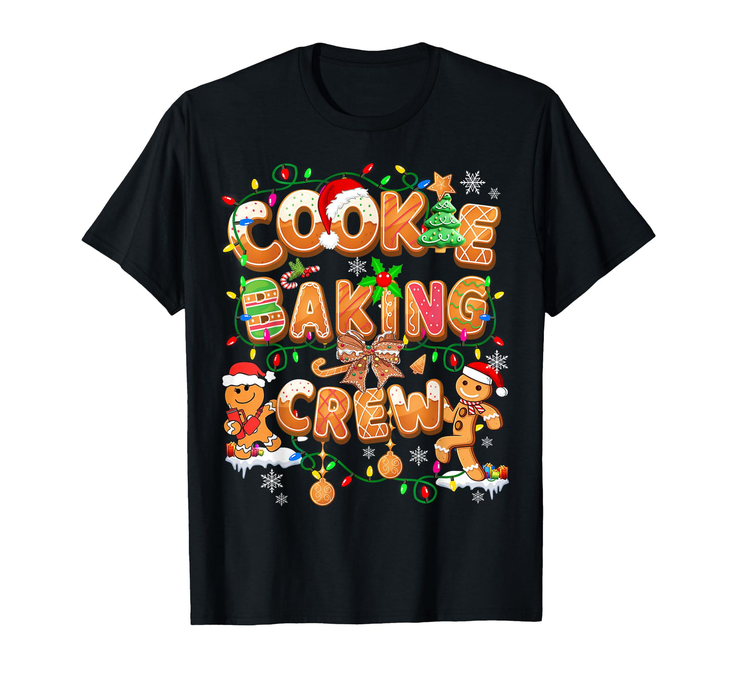 Cookie Baking Crew Gingerbread Cooking Lover Xmas Lights T-Shirt