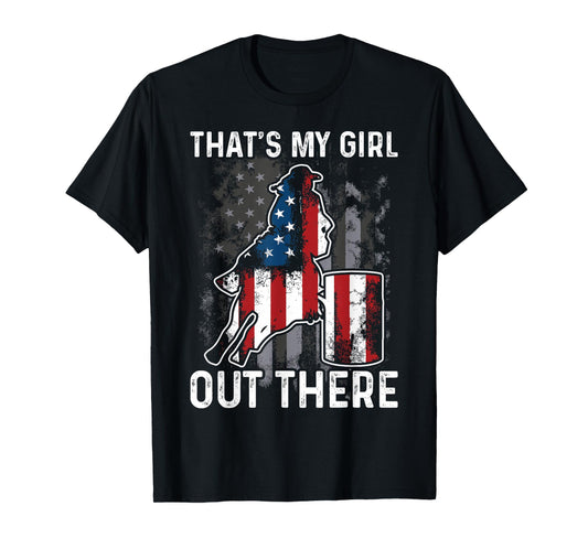 Barrel Racing Dad That's My Girl Out There American Flag USA T-Shirt