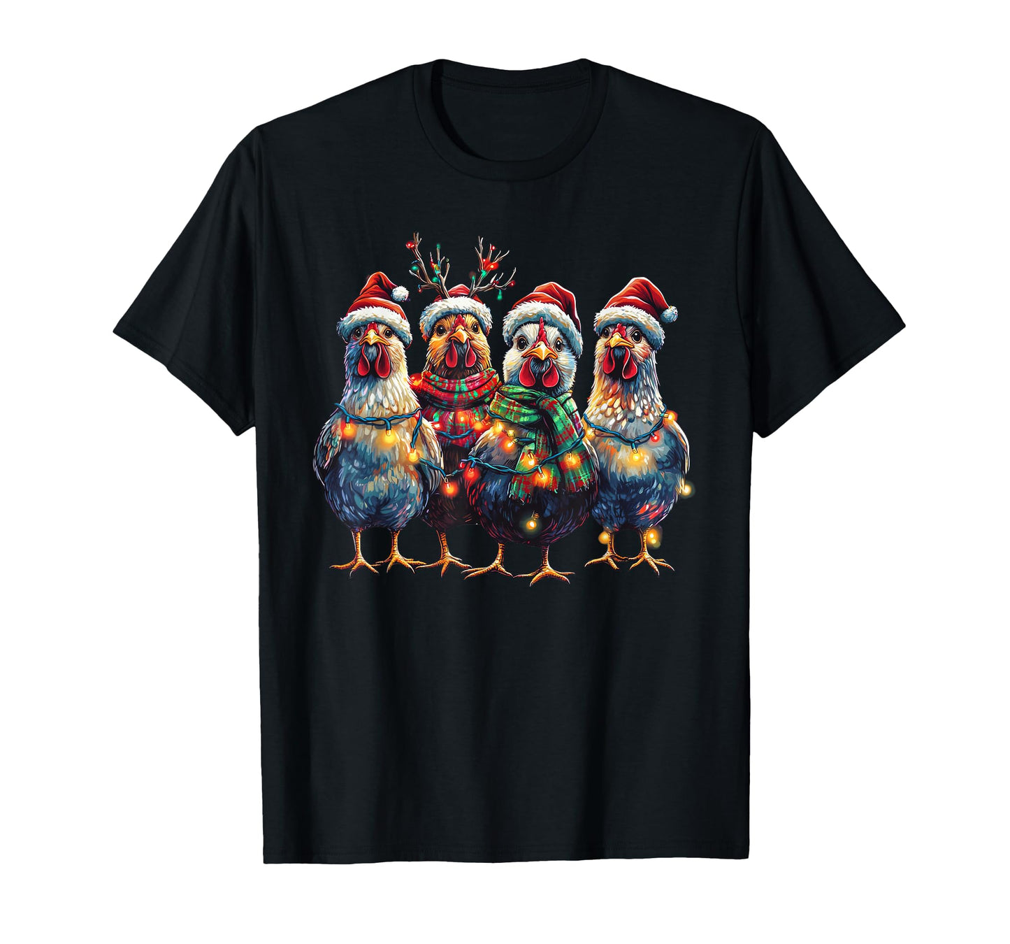 Chicken Christmas Lights Xmas T-Shirt