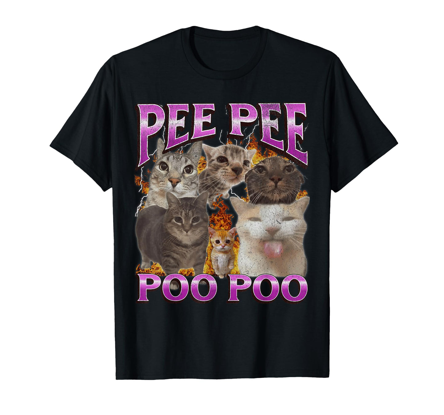 Pee Pee Poo Poo Funny Cat Meme Bootleg Graphic T-Shirt