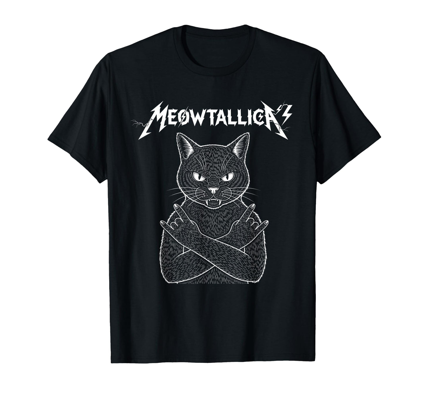 Meowtallica Cat Kitten Kitty Lover Thanksgiving Christmas T-Shirt