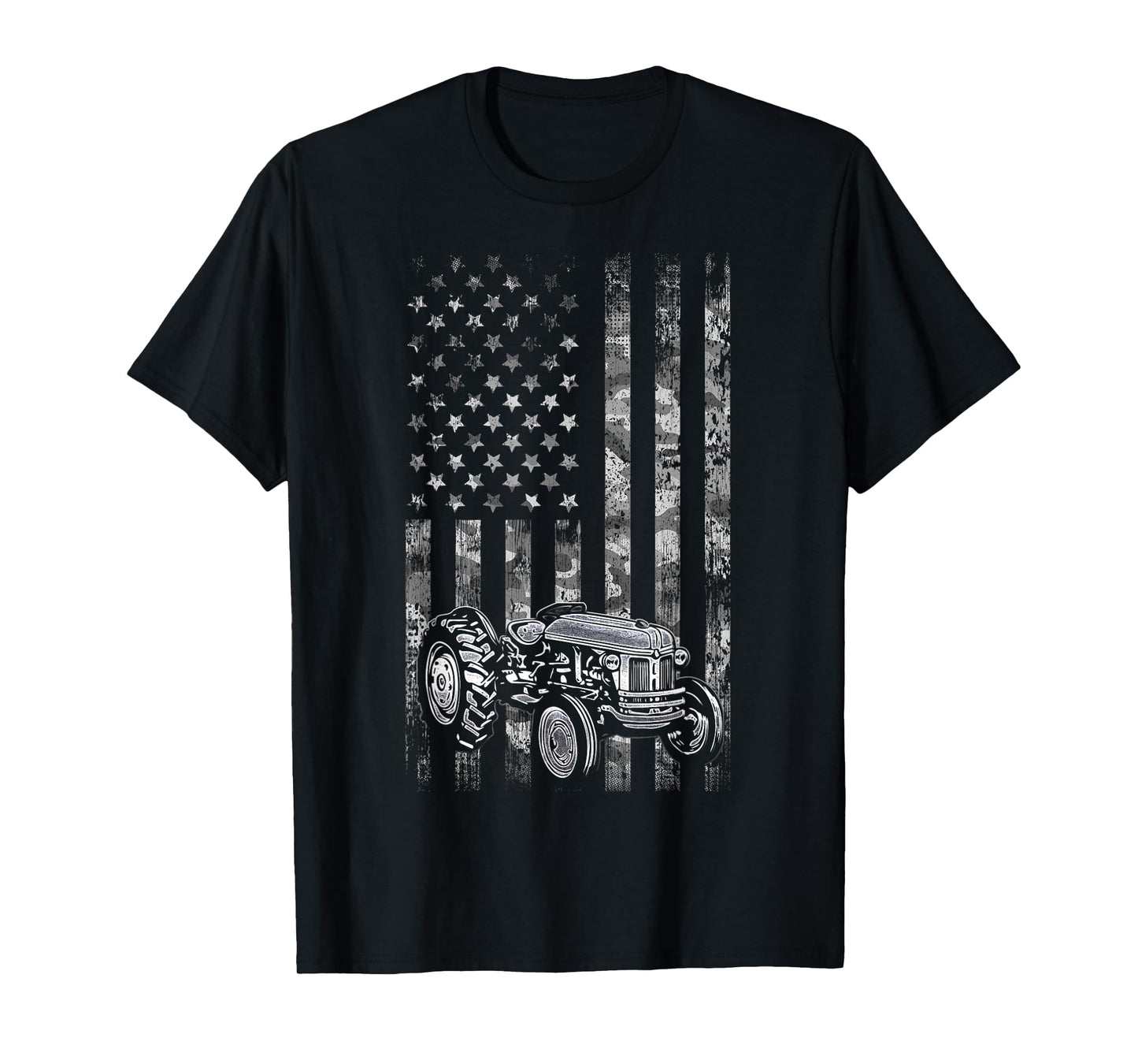 Tractor American Flag Patriotic Camo Vintage Farming T-Shirt