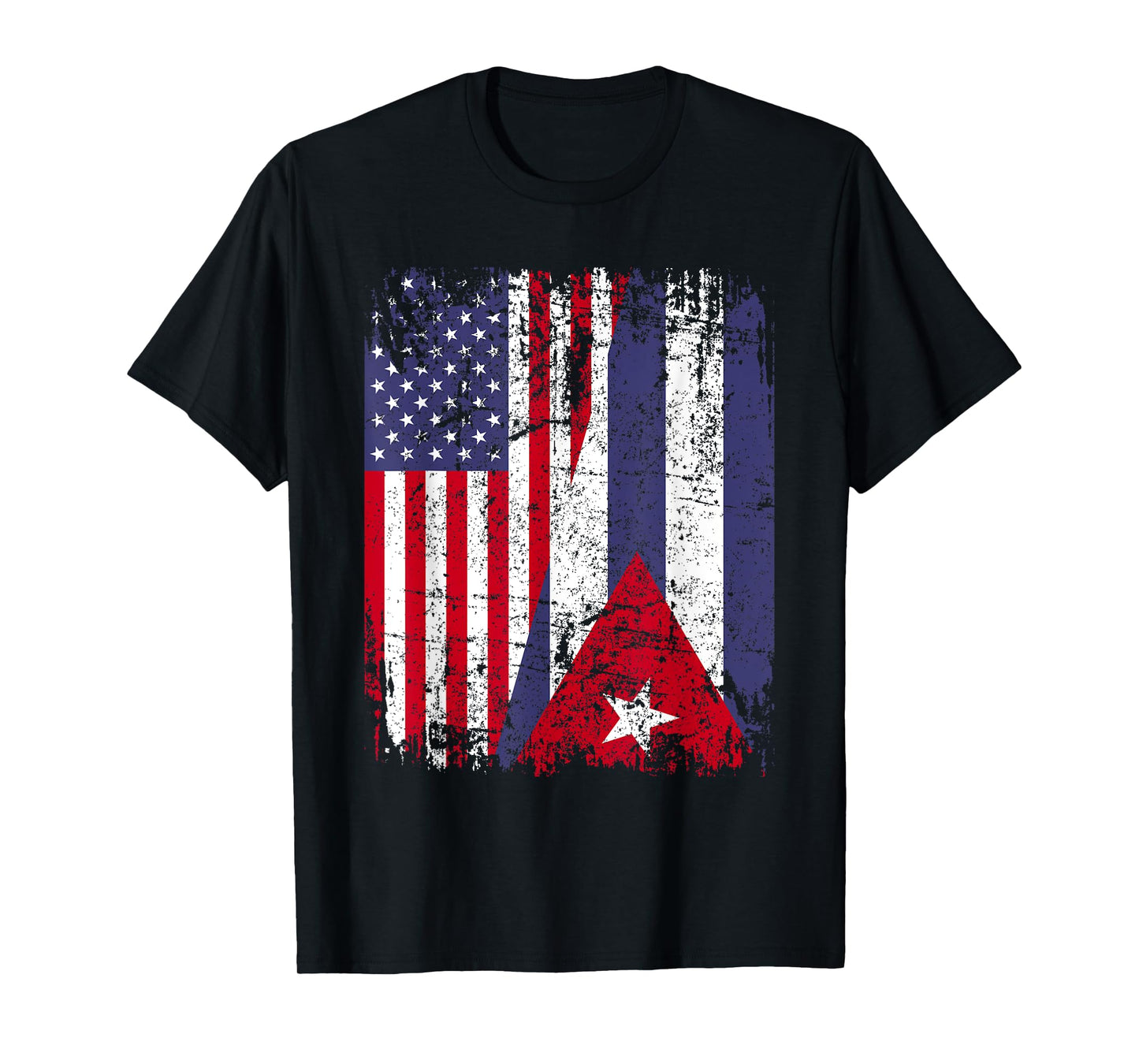 CUBAN ROOTS | Half American Flag | CUBA FLAG T-Shirt