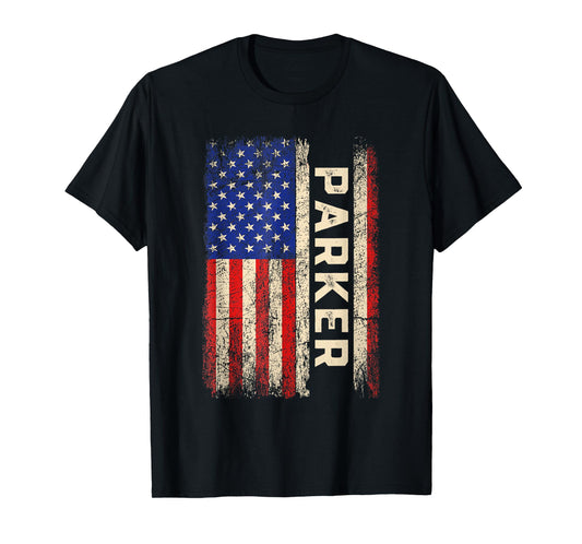 Parker Last Name Shirt Parker Name American Flag T-Shirt