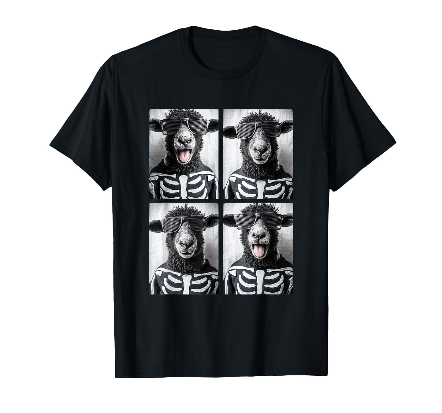 Cute Sheep with Sunglasses Skeleton Costume Funny Halloween T-Shirt