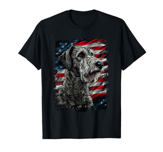 Irish Wolfhound American Flag Women Kids Men T-Shirt