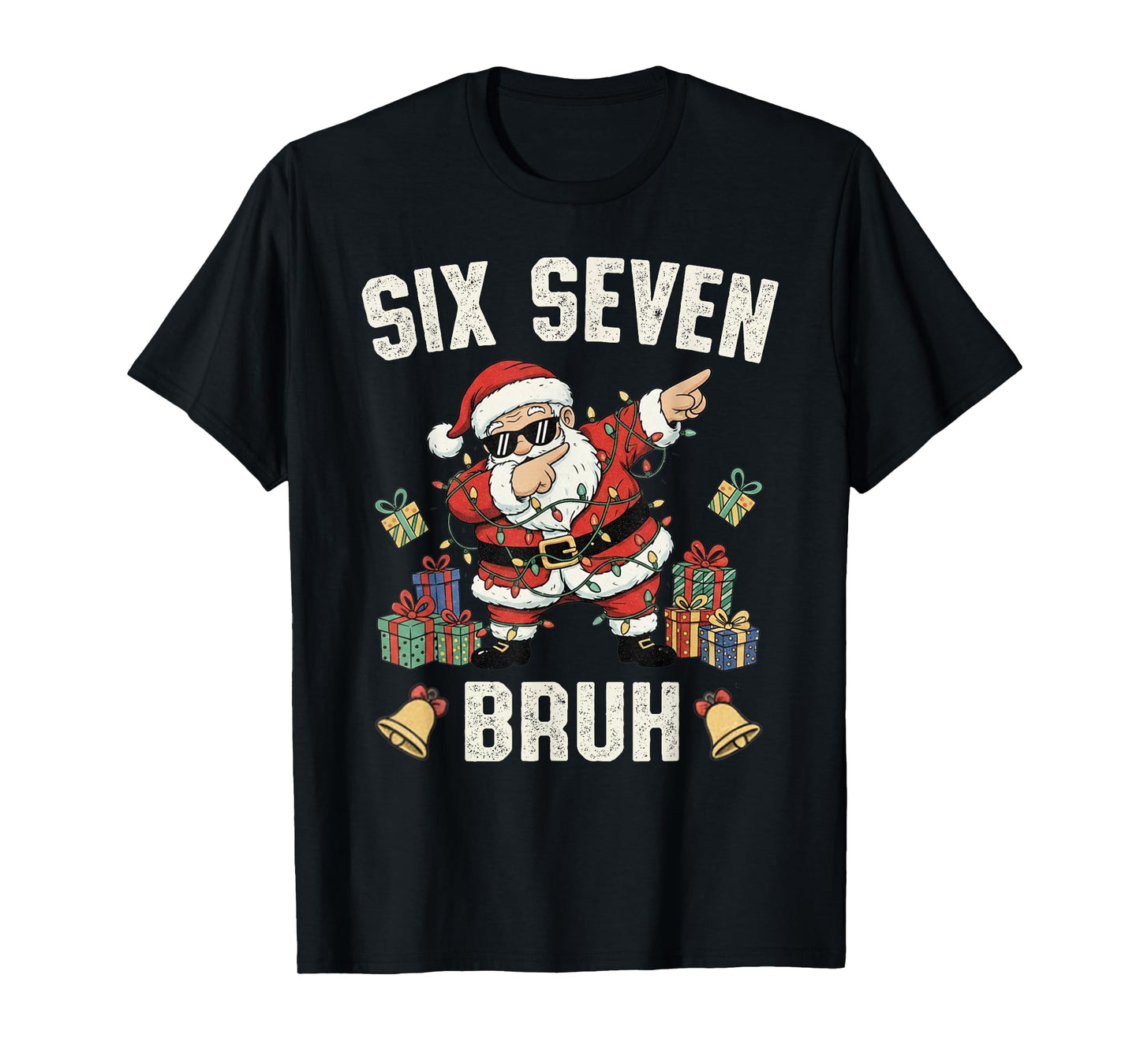 67 Six Seven Funny Christmas 6 7 Meme Santa Dabbing T-Shirt