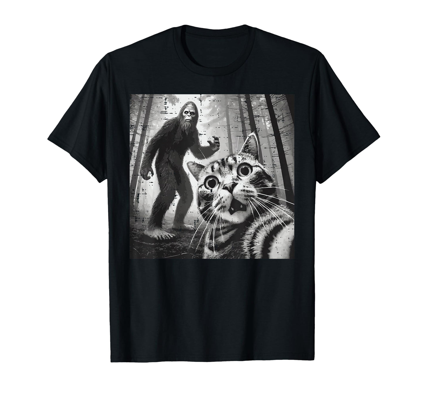 Cat Bigfoot Selfie Funny Meme Sasquatch Men Boys Kids Women T-Shirt