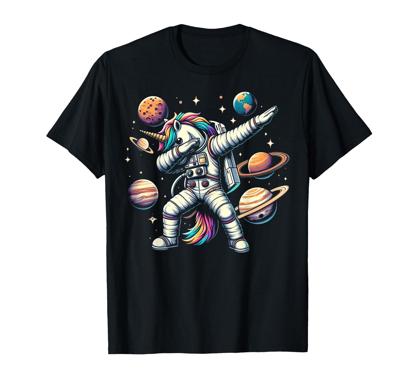 Unicorn Dabbing Astronomer Planets Universe Outer Space T-Shirt