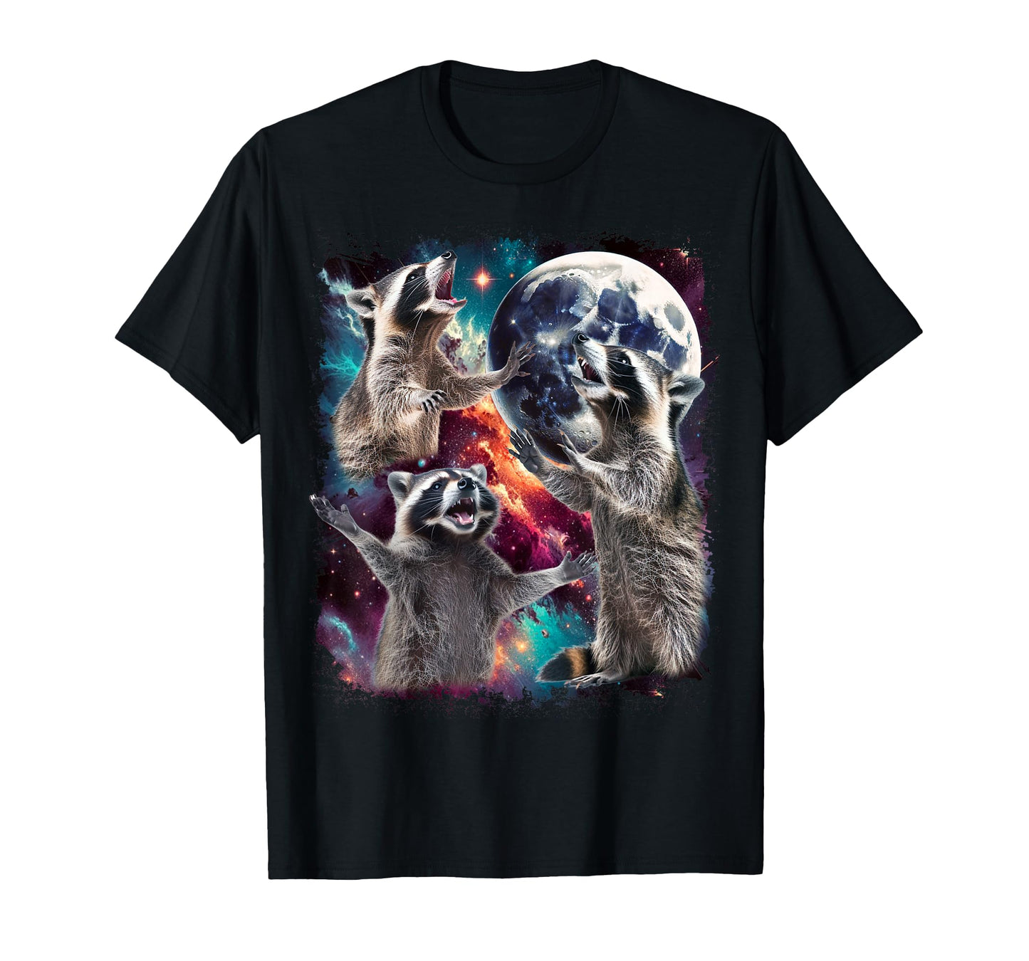 Three Racoon Moon | 3 Racoon Moon Funny Cursed Meme T-Shirt