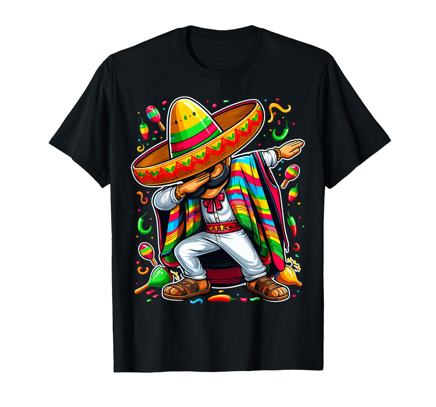 Dabbing Mexican Poncho Cinco De Mayo T-Shirt