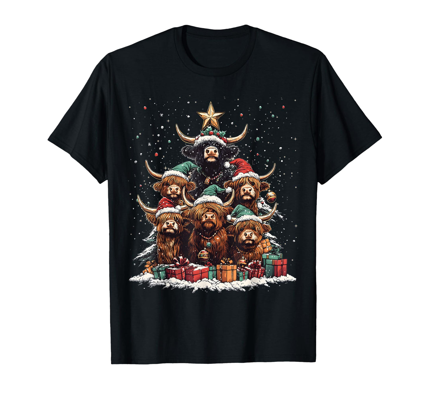 Highland Cow Christmas Tree Ornament Decor Xmas T-Shirt