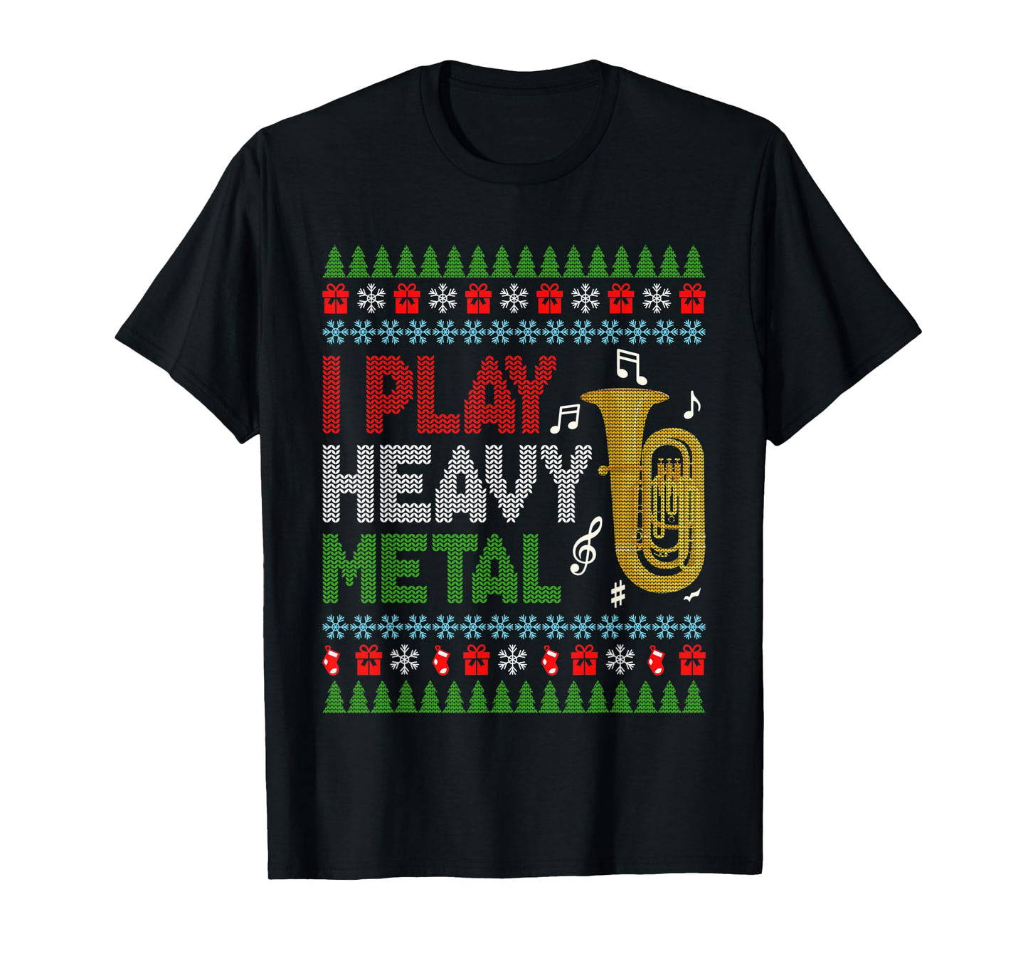 Cute Xmas Instrument Santa Hat Tuba Christmas Music Lover T-Shirt