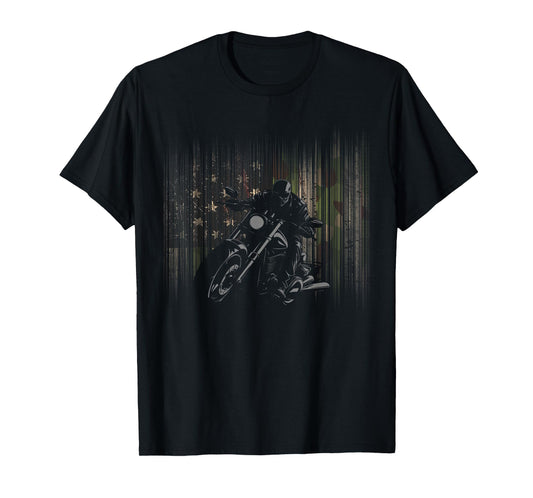 American Flag Camouflage Motorcycle T-Shirt