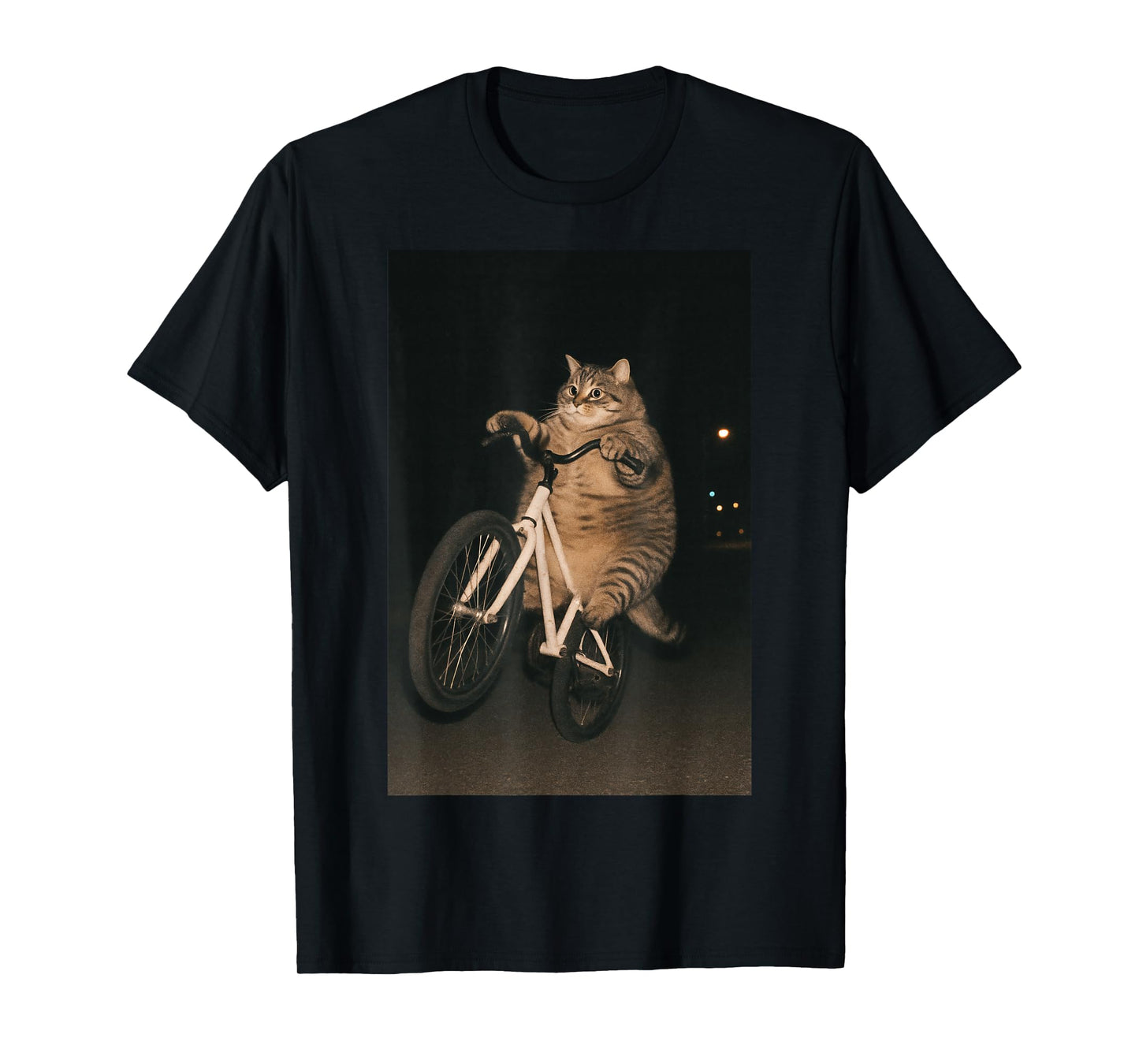 Cute Cat On Bike Animal Funny Meme T-Shirt