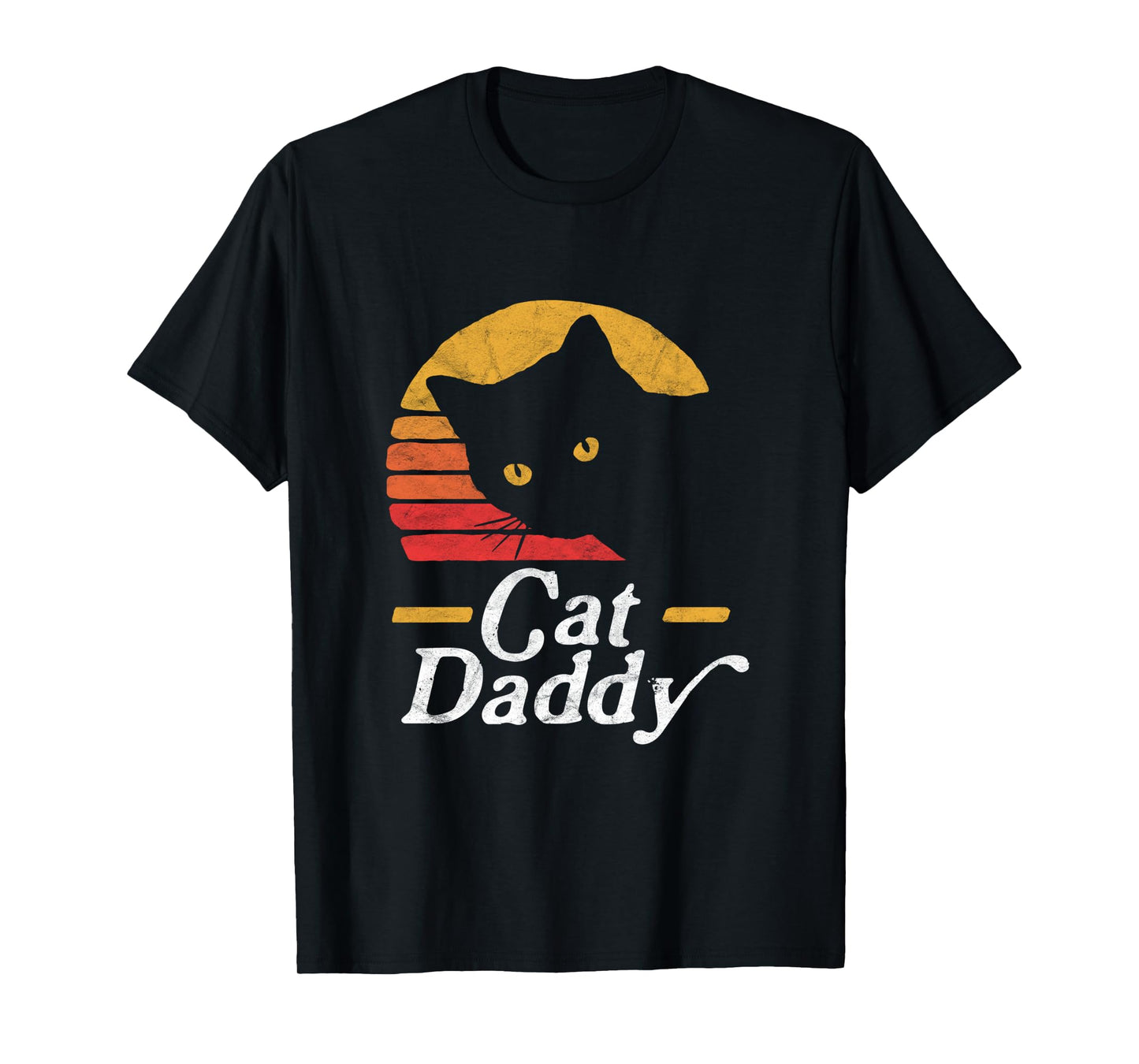 Cat Daddy Vintage Eighties Style Cat Retro Distressed Long Sleeve T-Shirt