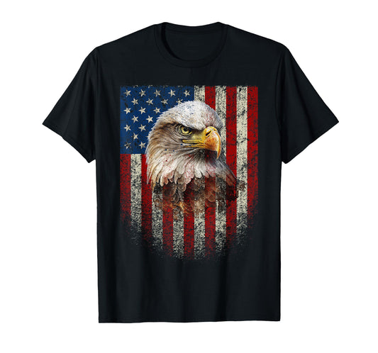American Flag Bald Eagle Patriotic Red White Blue T-Shirt