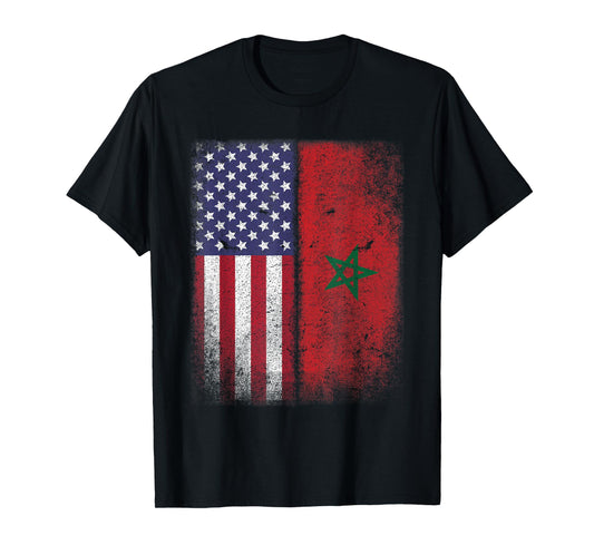 Moroccan American Flag T-shirt Morocco Usa America Gift T-Shirt