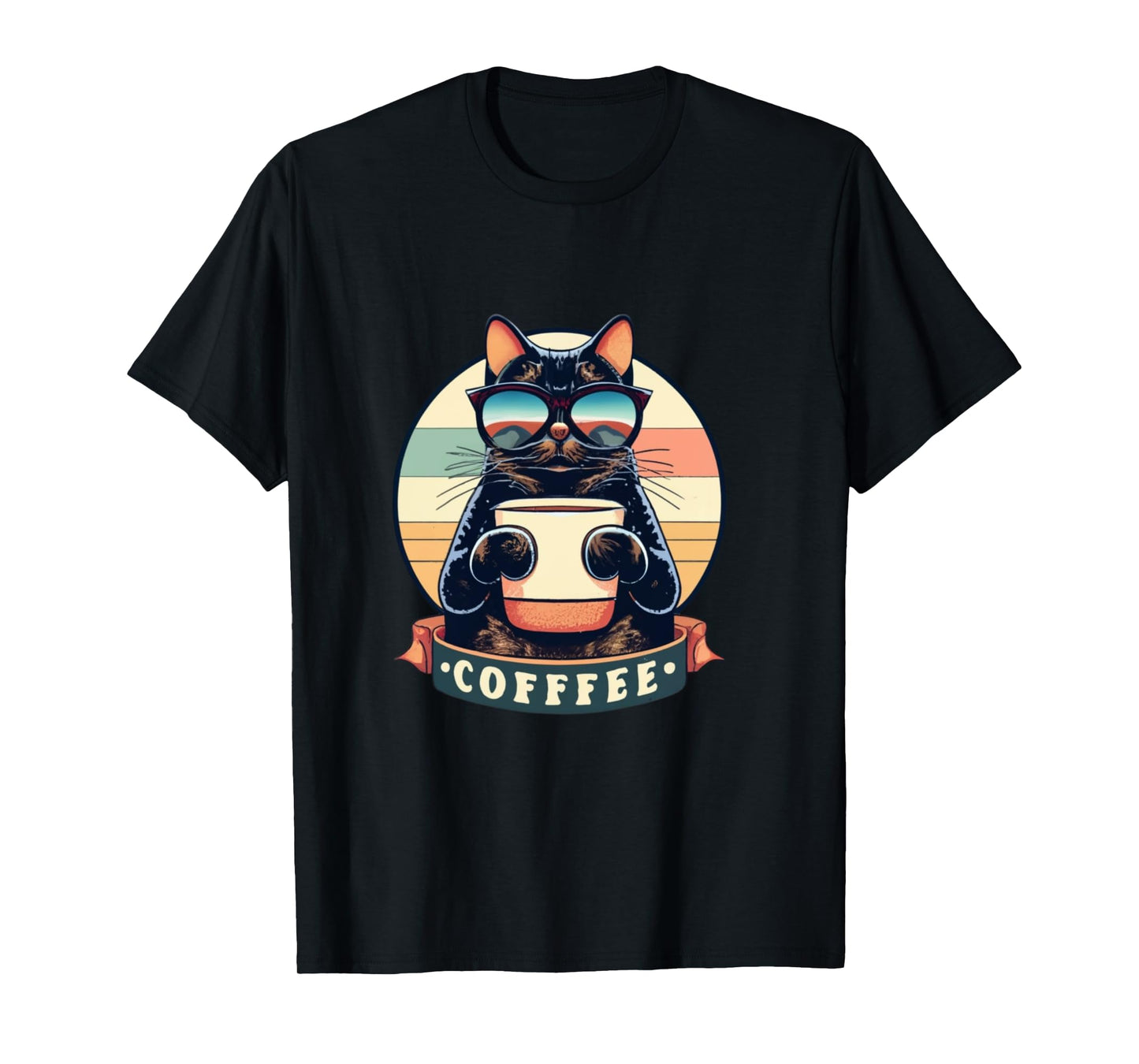 Cute Coffee Cat | Funny Vintage Cat | Black Cat | Retro Cat Long Sleeve T-Shirt