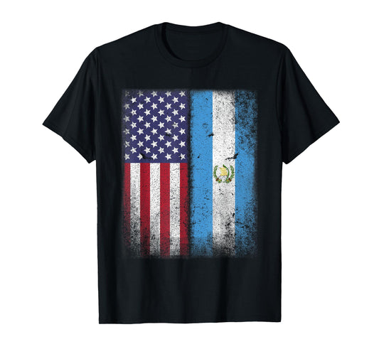 Guatemala Usa Flag Guatemalan American Gift Half America T-Shirt