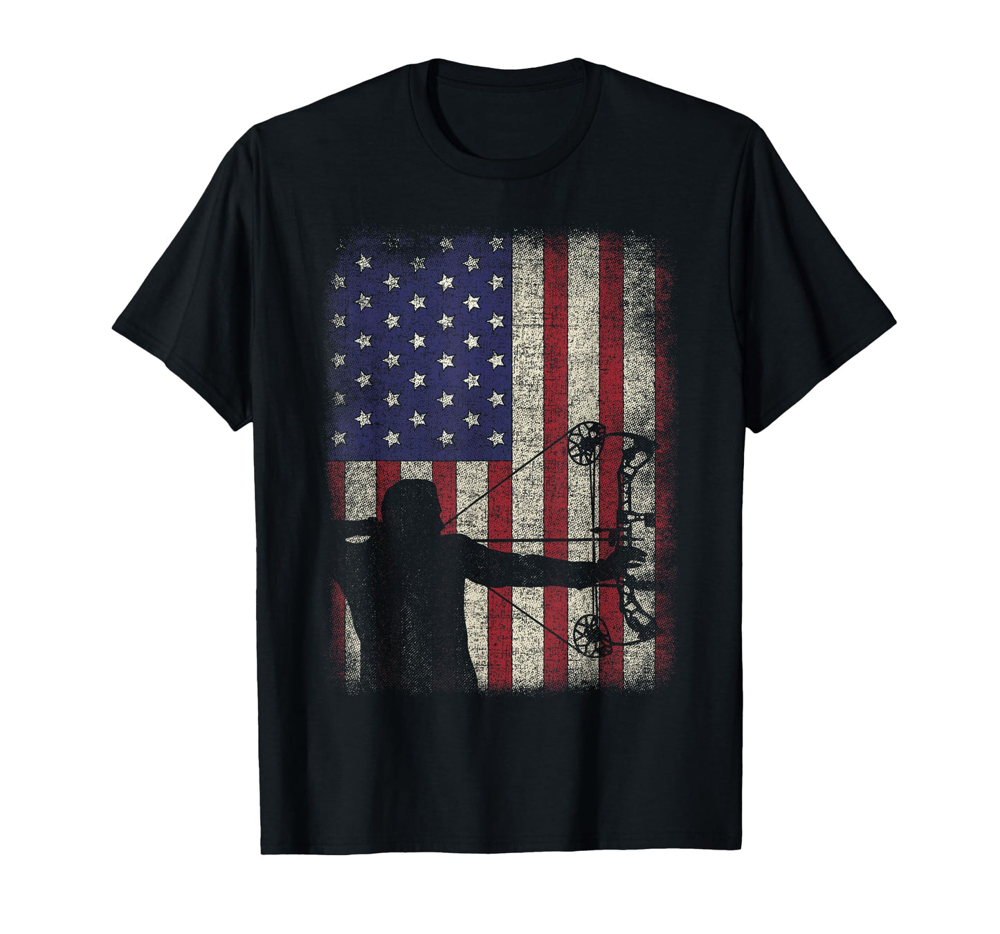 Archery American Flag Vintage Men Archer Bowhunting Hunter T-Shirt