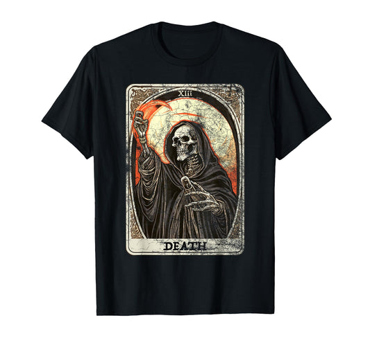 Vintage Death Tarot Card Grim Reaper Occult Satanic Horror T-Shirt