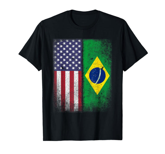 USA Brazil Flag Patriotic Design for American Brazilians T-Shirt