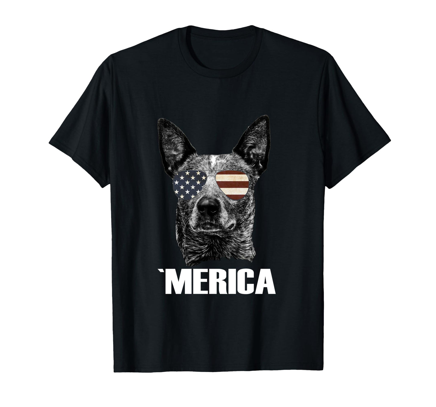 Australian Cattle Dog Merica USA flag sunglasses Gift Heeler Long Sleeve T-Shirt